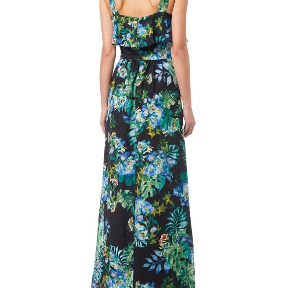 Adrianna Papell Tropical Print Burnout Textured Maxi Dress Sz 12 NWT - Picture 2 of 11